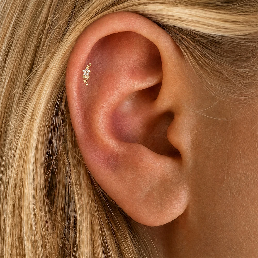 AIDE 925 Sterling Silber Fünfblättrige Blume Pferdeaugen CA Zirkon für Damen Knorpel Helix Flachrücken Piercing Ohrring Party Geschenke – Detail 28