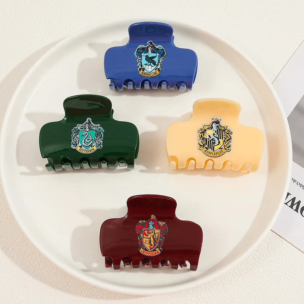 New Acrylic Shark Hair Claw with Hogwarts Crest Magic Academy Style Hair Grab Clip Trendy Decorative Hair Accessory