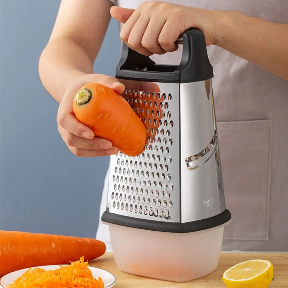 Stainless Steel Multi-functional Four-side Grater Upright Non-slip Base Vegetable Slicer with Storage Box Vegetable Cutter