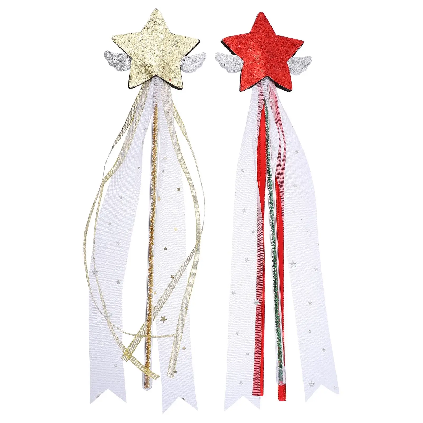 

2Pcs Pentagram Fairy Shaped Sticks Girls Costume Props Party Favors Bright Easy Grasp Halloween Cosplay