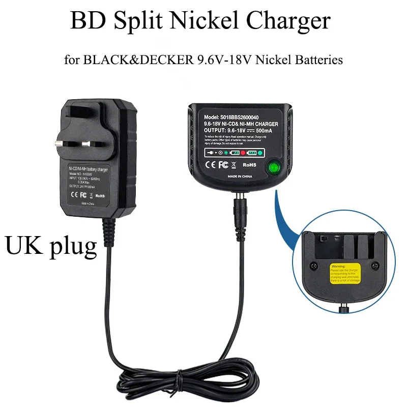 Ładowarka zamienna 9.6V-18V NiMh do akumulatorów Hpb18-Ope FSB14 FS12B HPB18 HPB96 FSB96 do elektronarzędzi Black&Decker 18V NiMh