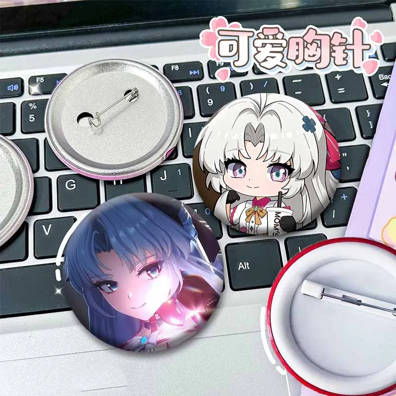 Anime Game Figure Coin Brooch Cartoon Girl Wuthering Waves Carlotta Lapel Pins Personality Custom Jewelry Badge Kids Toys Gifts