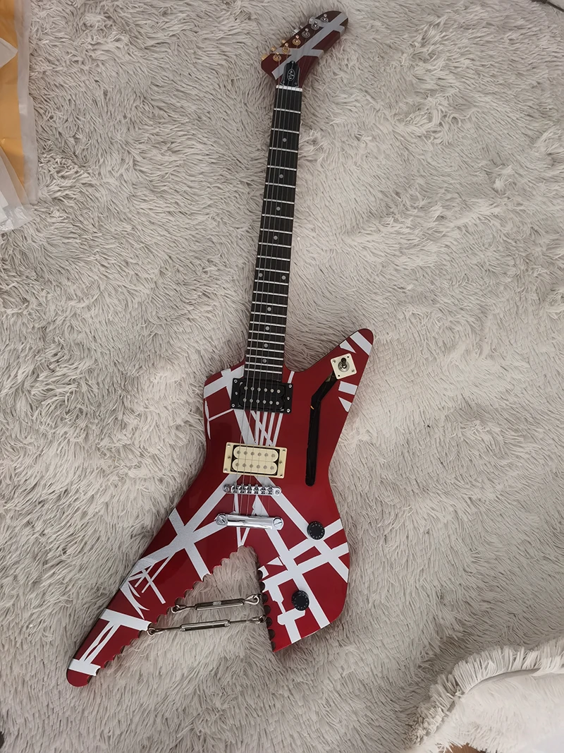 EVH High Quality STRIPED series Shark Shaped electric Guitar, serrated electric guitar, front and back lines, in stock, fast shi