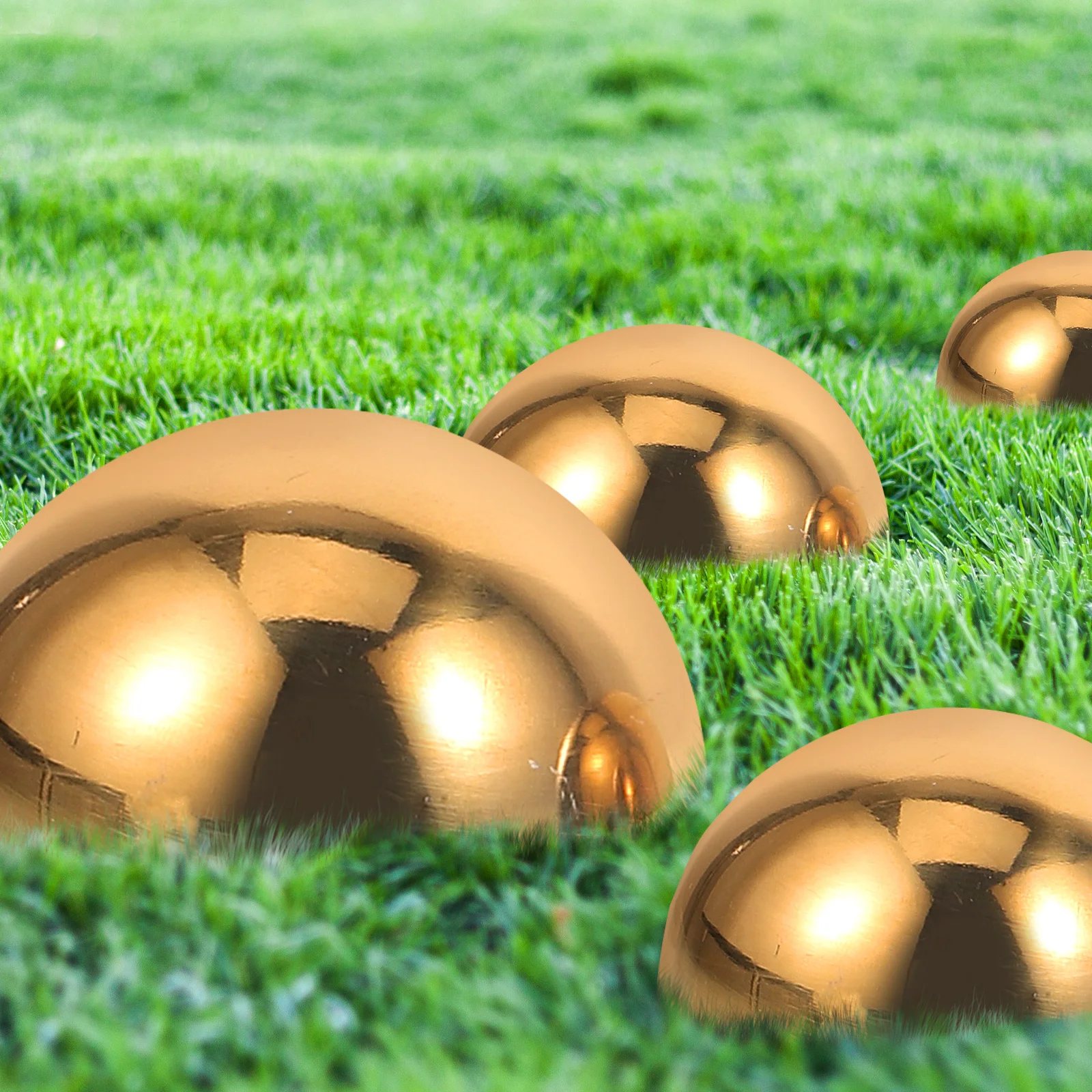 

5 Pcs Decoration Stainless Steel Semi-sphere Circle Wall Spheres Gazing Ball Large Golden Half
