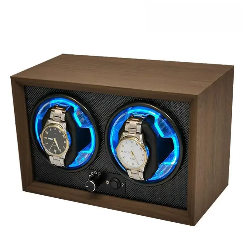 Wooden Automatic Watch Winder Quiet Anti Magnetic LED Rotating Display Case Dustproof Storage Box for Gift 시계 와인더