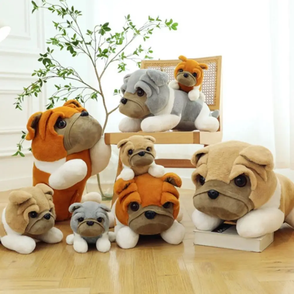 Palpebre spesse Shar Pei Cane Peluche Sdraiato Morbido Shar Pei Cane Peluche Bambola PP Cotone Comodi Animali Peluche Giocattoli Per Bambini