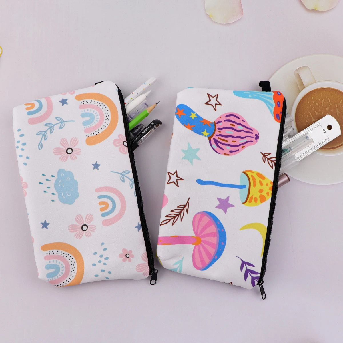 Mushroom Pencil Bag Large Capacity Pencil Storage Bag Cosmetic Bag Stationery Organizer School Supplies