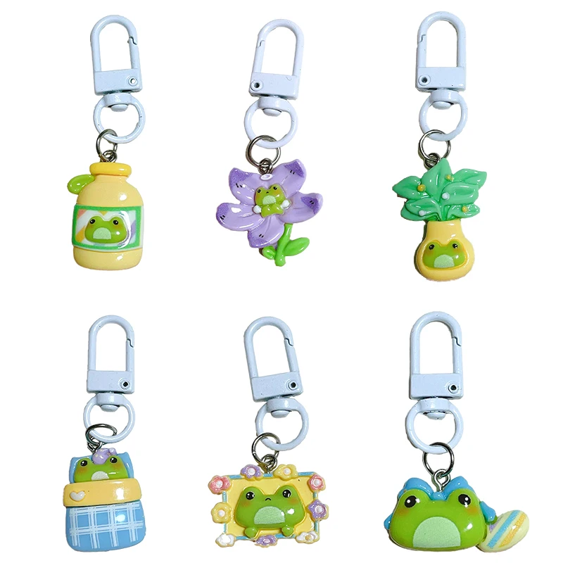 Cartoon Frog Chaveiro, Vaso De Casa Bonito, Photo Frame Pingente, Chaveiro Do Carro, Encantos De Mochila, Saco Decoração Acessórios