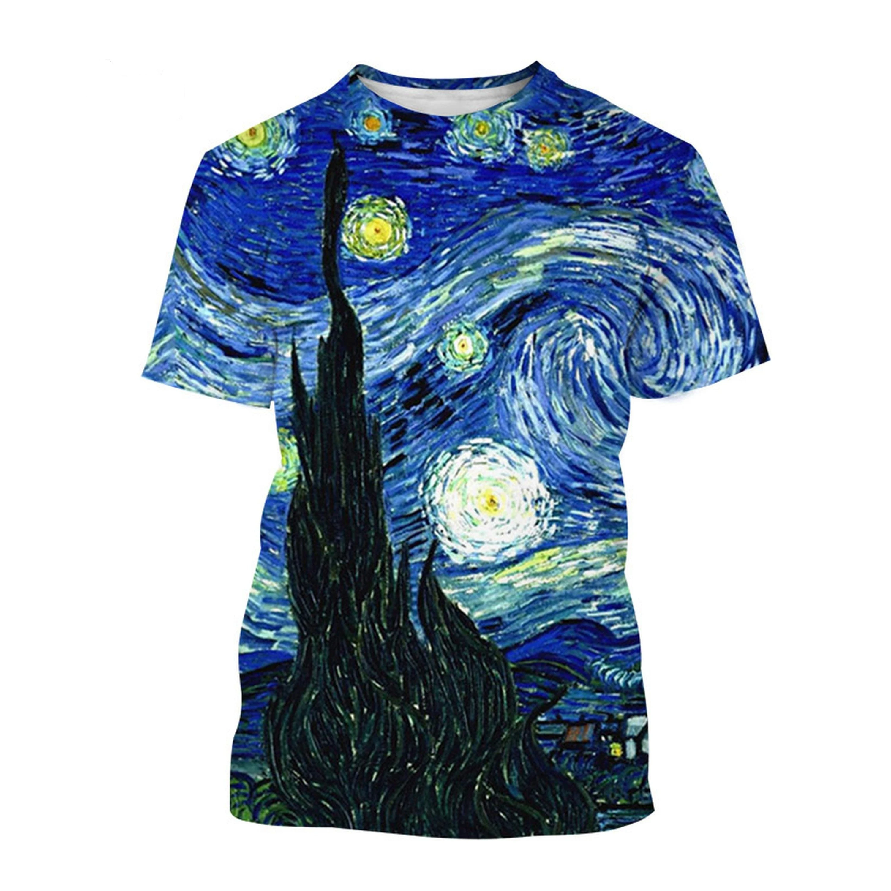 Starry Night T-Shirts Van Gogh Oil Painting 3D Print Streetwear Men Women Oversized Short Sleeve T Shirt Male Tees Tops Clothing
