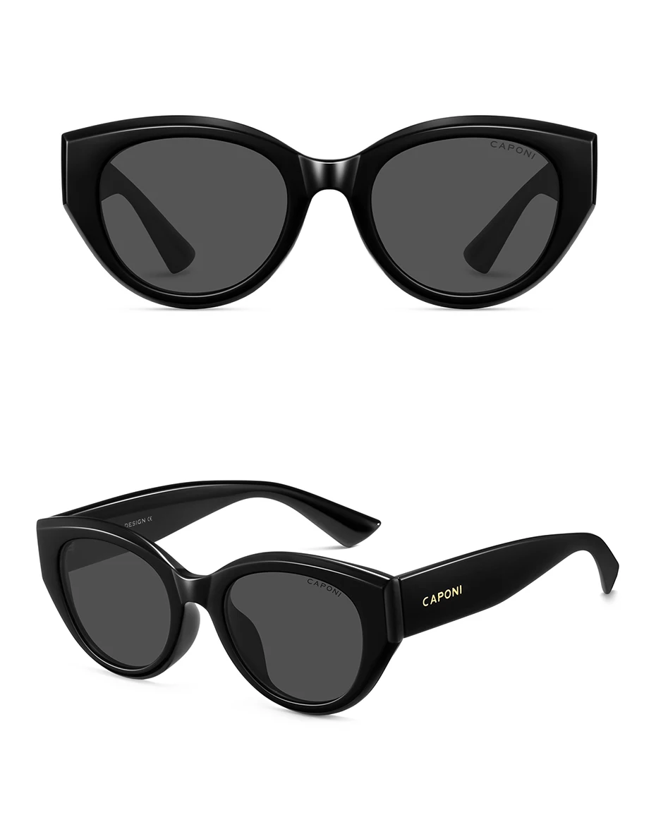 CAPONI Polarisierte Damen-Sonnenbrille mit Katzenaugen-Design, EMS-TR, Outdoor-Mode, Vintage-Design, Marken-Sonnenbrille, UV400, schwarzer Farbton, CP36029 – Detail 16