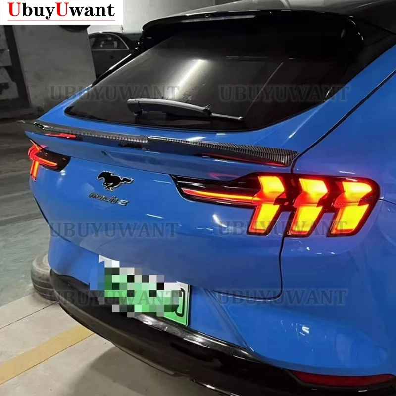 Per Ford Mustang Mach-E 2021 + Baule Posteriore Labbro In Fibra di Carbonio Look ABS Ala Spoiler Car Styling Baule Posteriore Spoiler Accessori