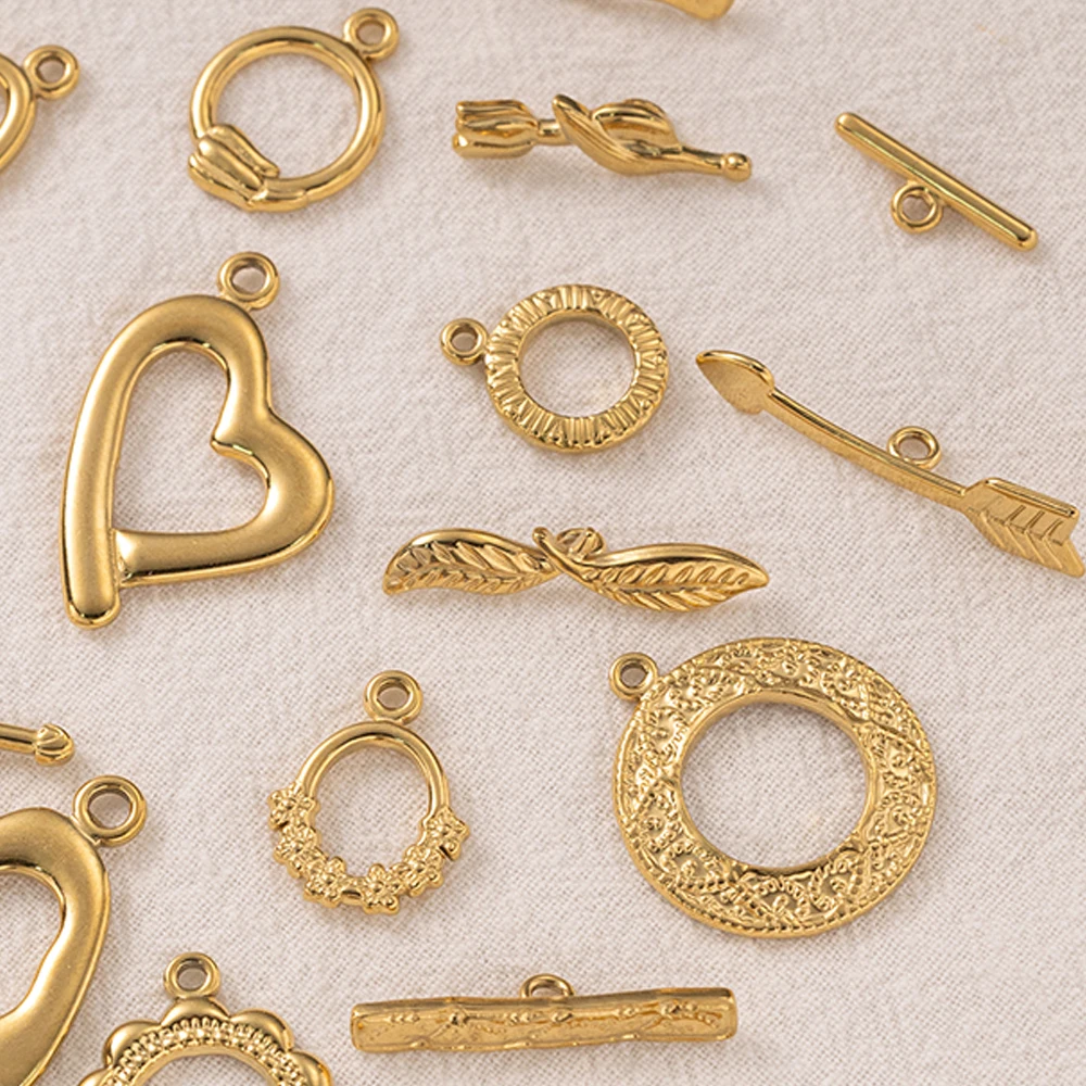 5 Sets Gold Color Stainless Steel OT Toggle End Clasp Buckle Connectors for DIY Bracelet Necklace Jewelry Making Supplies Crafts