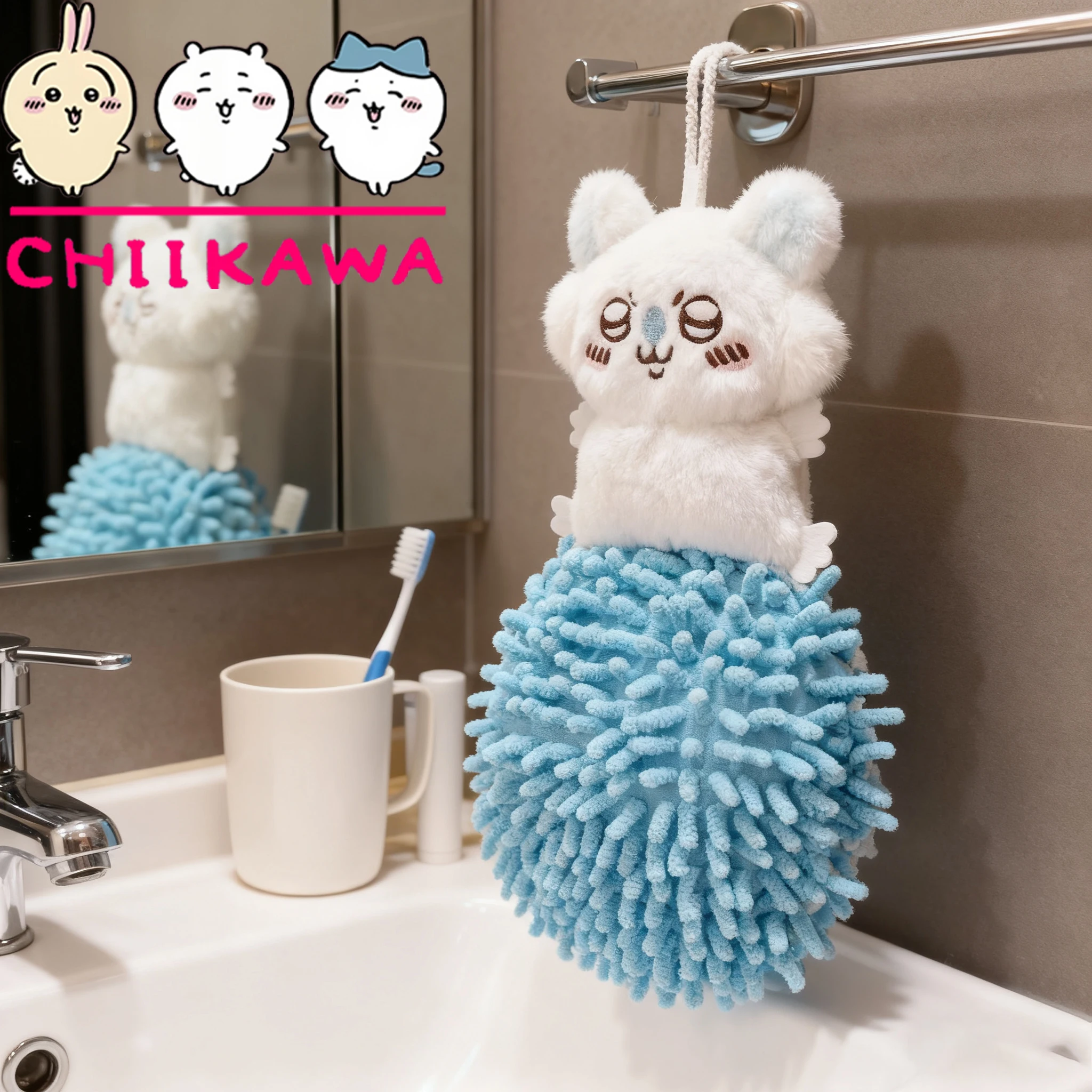 MINISO Chiikawa Momonga منديل لطيف الكرتون فتاة ماصة منديل الحمام المطبخ القماش رشاقته Kawaii الفتاة هدية