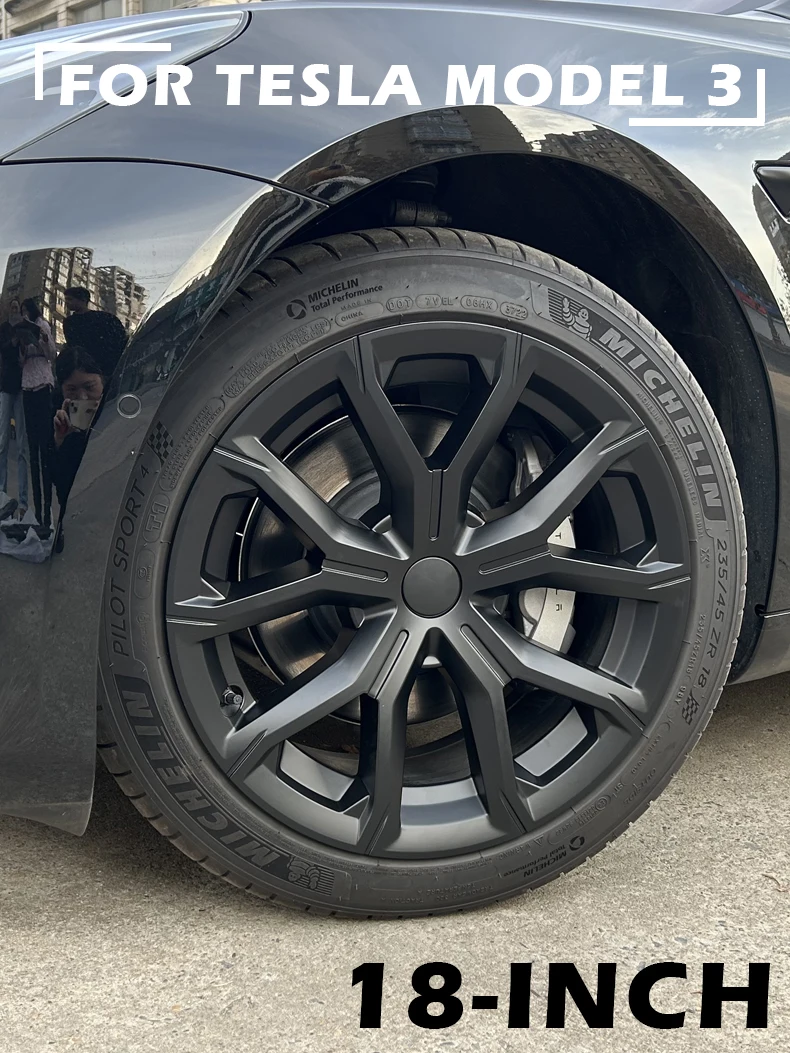4 szt. Kołpak koła wydajność dla Tesla Model 3 18-calowy zamienny kołpak piasty kołpak samochodowy pełna osłona obręczy akcesoria 2018-2023 — zdjęcie 2
