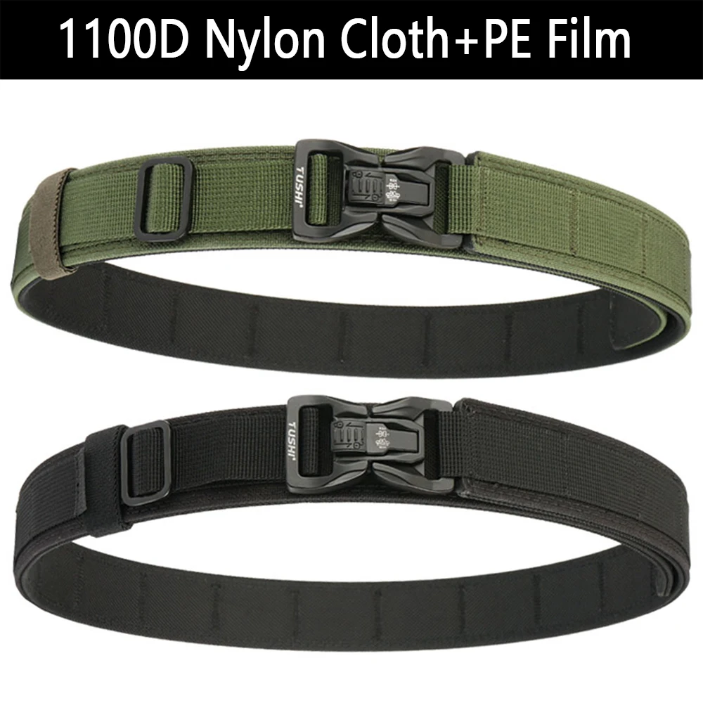 TUSHI Hard Military Tactical Belt for Men Nylon Metal Pluggable Buckle Police Duty Gun Belt EDC Outdoor Girdle IPSC Accessories