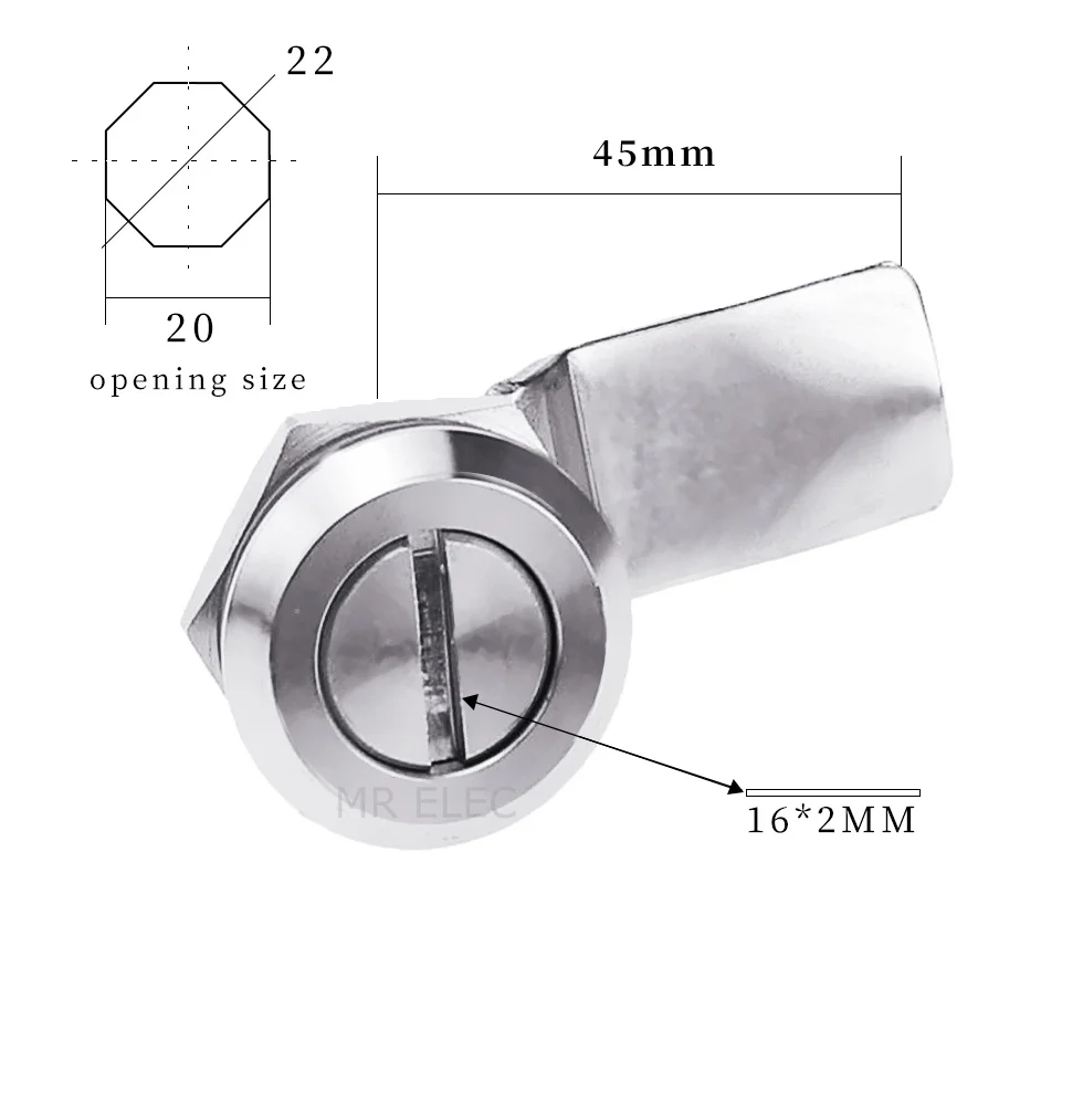 1set 22mm installation Power distribution cabinet lock panel lock 304 stainless steel lock, cam cabinet lock,, tin box,