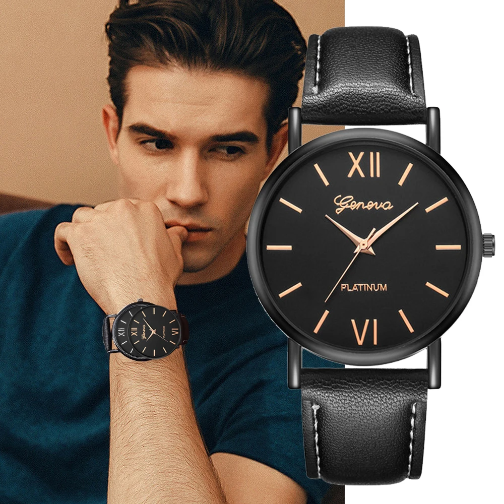 

2023 Men Watch Leather Sports Minimalism Fashion Rose Gold Dial Quartz Casual Electronic Mens Watches Male Clock Orologio Uomo