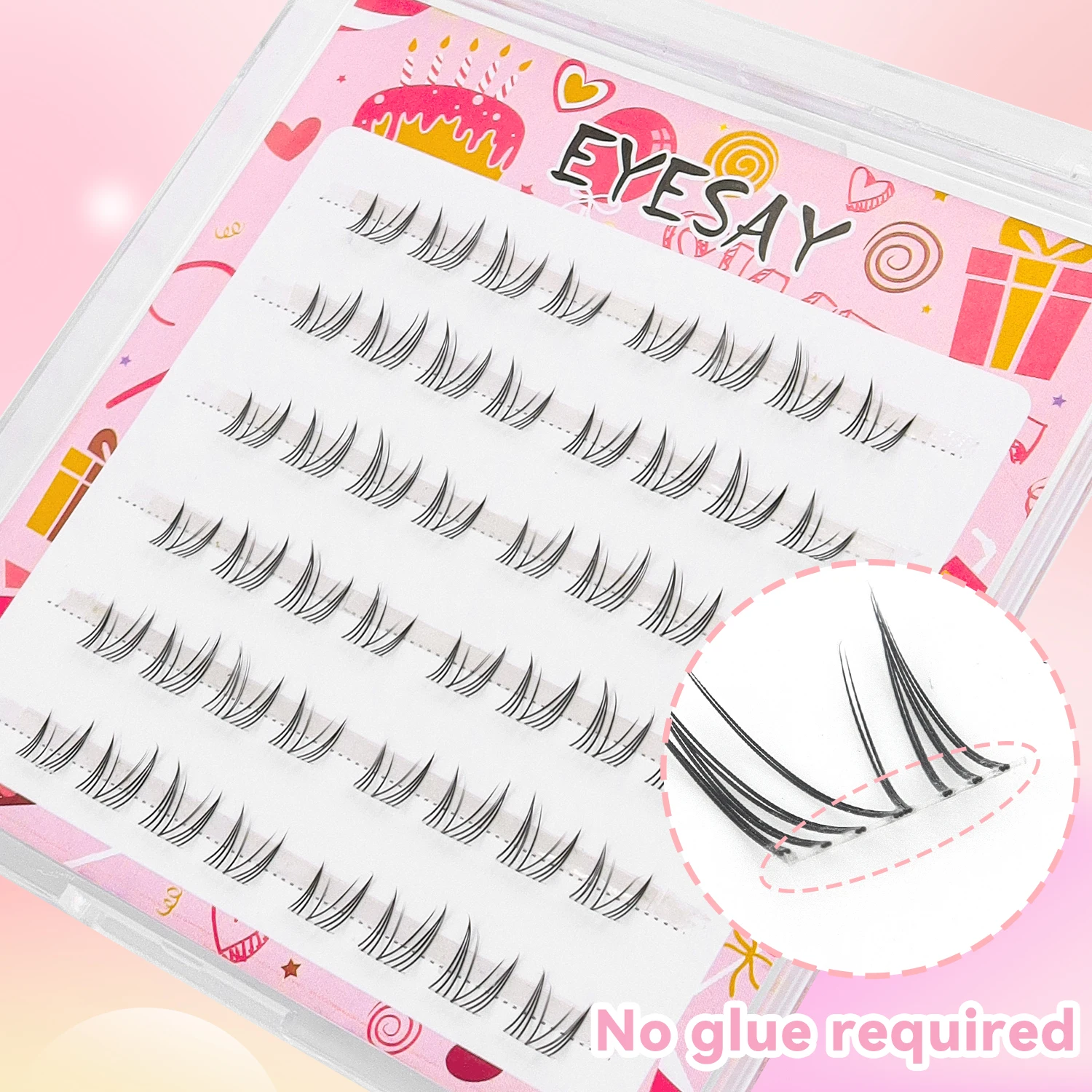 Self-Adhesive Eyelash Clusters 48pcs Lazy No-Adhesive Eyelashes Vibrant Anime Style Natural Single Clusters Lower Lashes