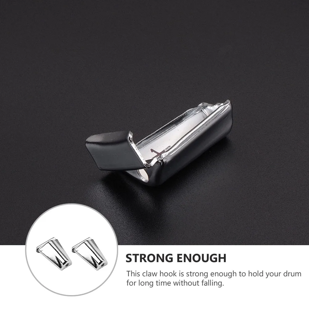 

2pcs Iron Drum Claw Hook Accessories Strong Durable Bass Snare Drum Mount Hardware Silver Metal Replacement Parts