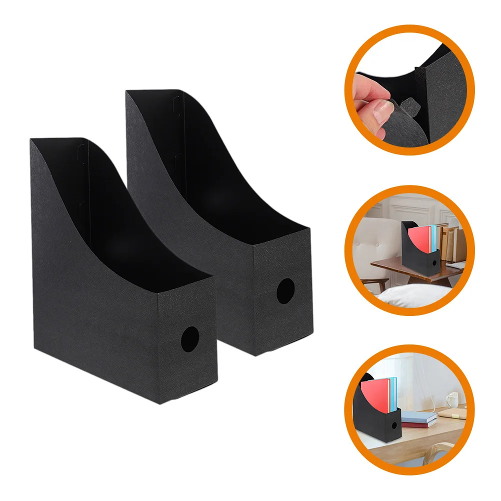 

3pcs Desk Black PP Material Office Organization And Storage Simple Design File Holder Storage Simple File Holder Solution