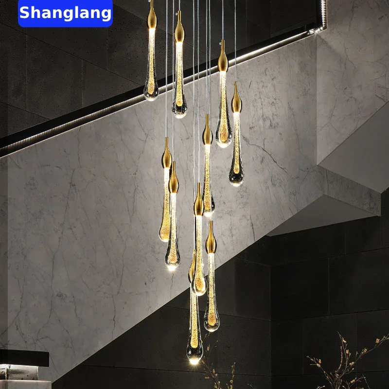 Modern Nordic Luxury Crystal LED Chandeliers Water Drop Lamps Bedroom Bedside Simple Bar Decorative Chandelier Lighting