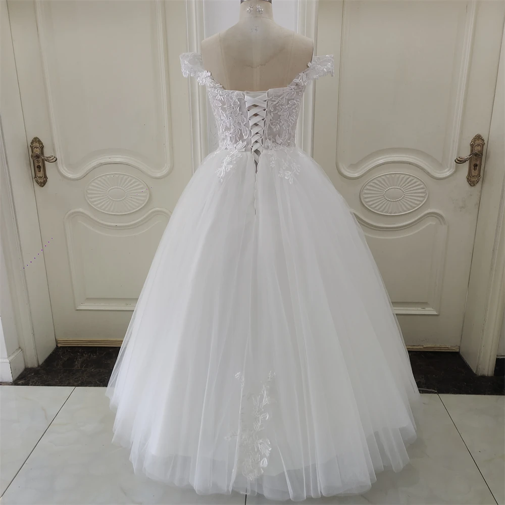 Personalizado zj9361 requintado fora do ombro vestidos de casamento querida applique vestidos de noiva a linha feito sob encomenda