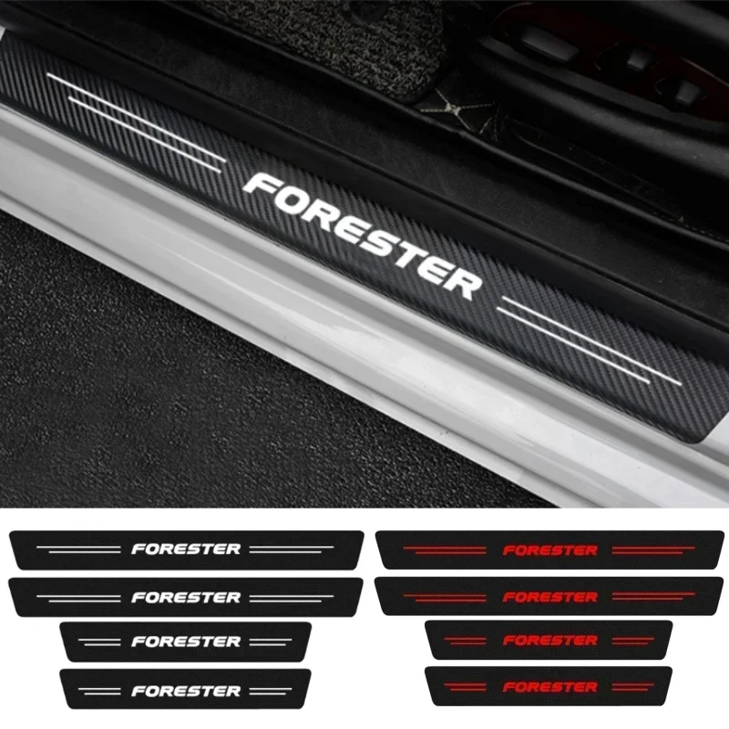 Carbon Fiber Car Door Threshold Sill Stickers Protect Film Scuff Plate for Subaru Forester 2023 Trunk Bumper Decals Accessories