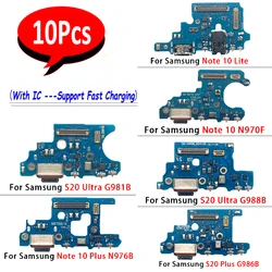 10Pcs，Tested USB Charging Port Dock Charger Plug Connector Board Cable For Samsung Note 10 Lite Plus N970F N976B S20 Ultra Plus