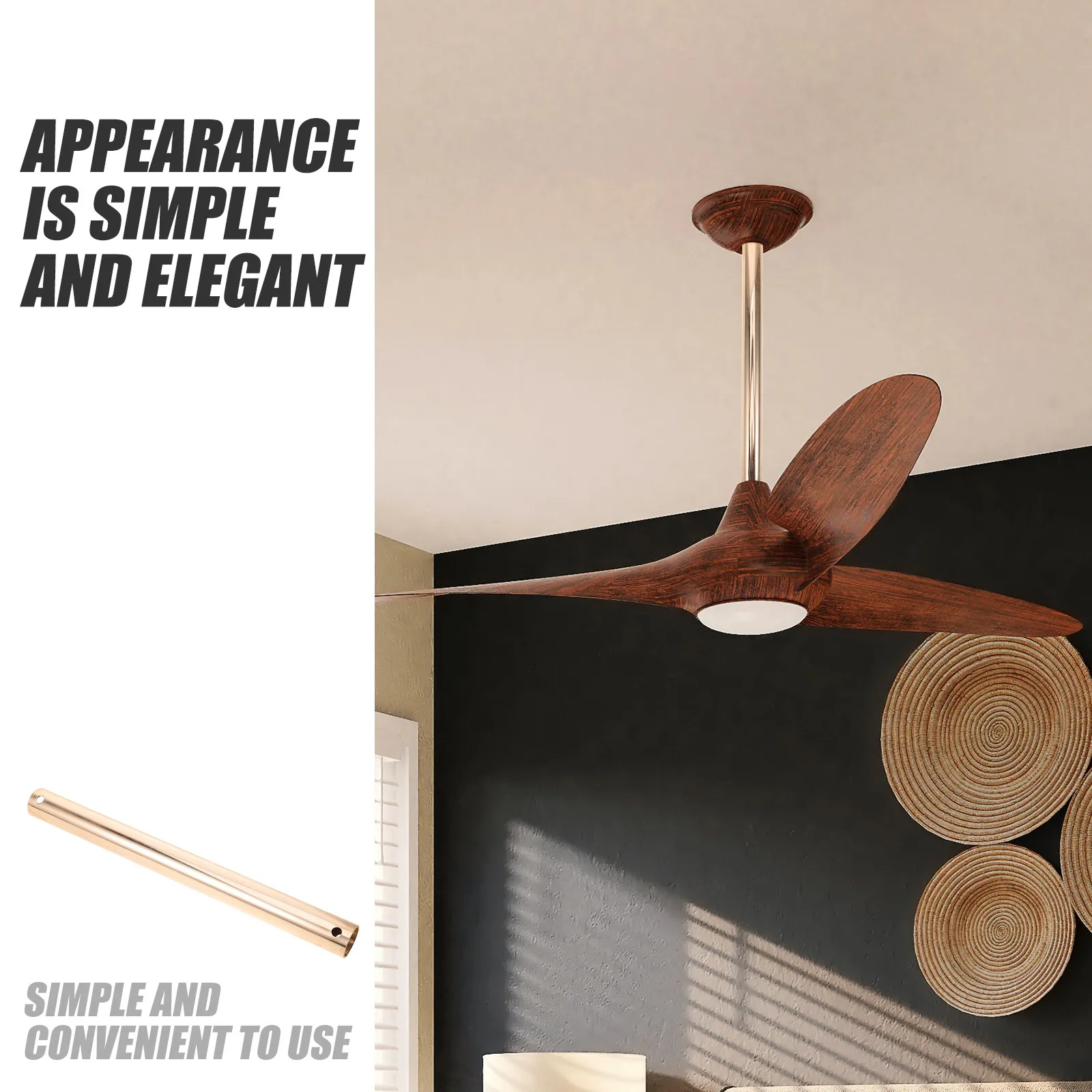 Heavy-Duty Iron Ceiling Fan Extension Rod for High Ceilings Easy Installation Sturdy Downrod Extension Kit Compatible with Most