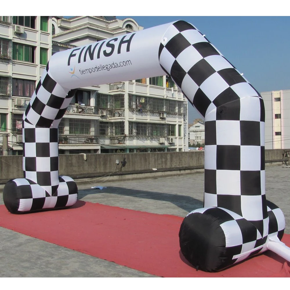 Customized white 8m freestanding inflatable racing run arch for sports event