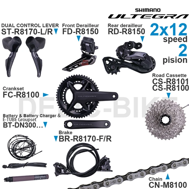 SHIMANO ULTEGRA R8170 Groupset ST-R8170 BR-R8170 FD-R8150 RD-R8150 FC-R8100  CS CN-M8100 EW-SD300 2x12-speed Original parts - AliExpress