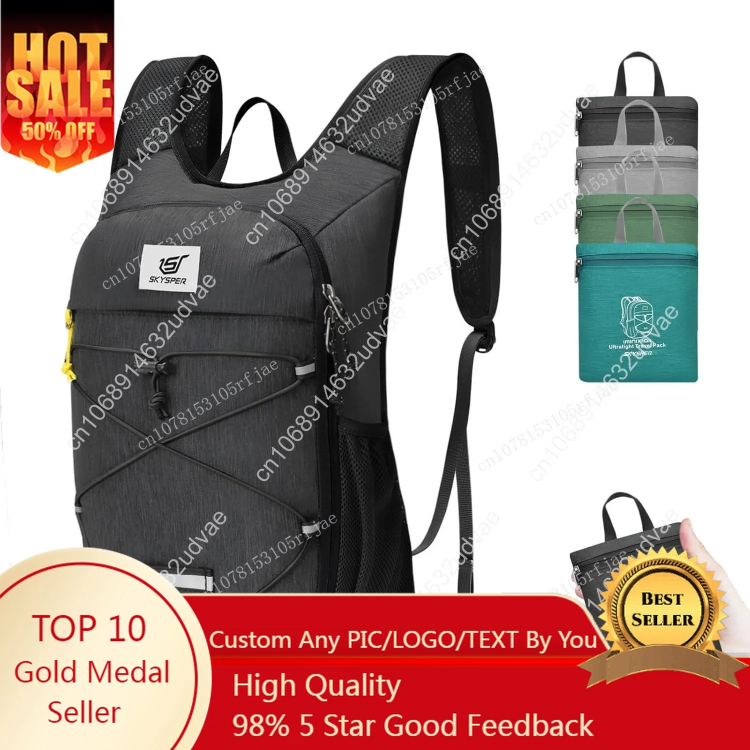 

SKYSPER Foldable Hiking Backpack - 10L Small Lightweight Daypack Breathable Travel Backpacks for Men Women
