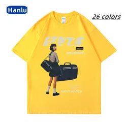 2022 hip hop streetfashion girl T-shirt halajuu printed Vintage casual couple T-shirt oversized men's T-shirt26 colors available