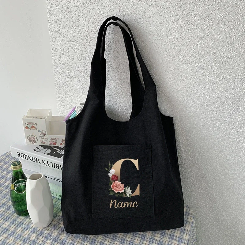 Custom Tote Bag for Women Casual Shopping Bags Personalized Name Eco Shopper Bags Birthday Gift Feminina Foldable Shopping Bag