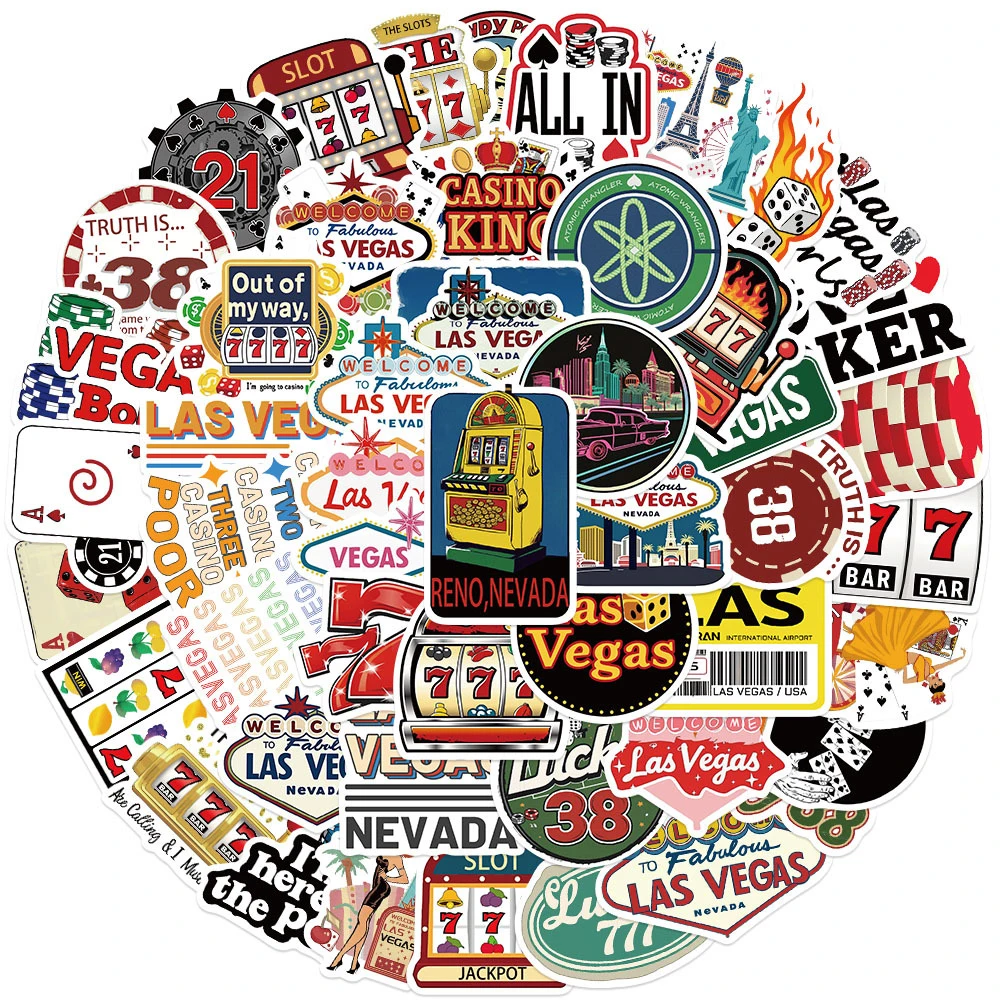 

10/30/50pcs Las Vegas Cartoon City Stickers Decals Waterproof Graffiti DIY Motorcycle Phone Notebook Luggage Cool Decals Packing