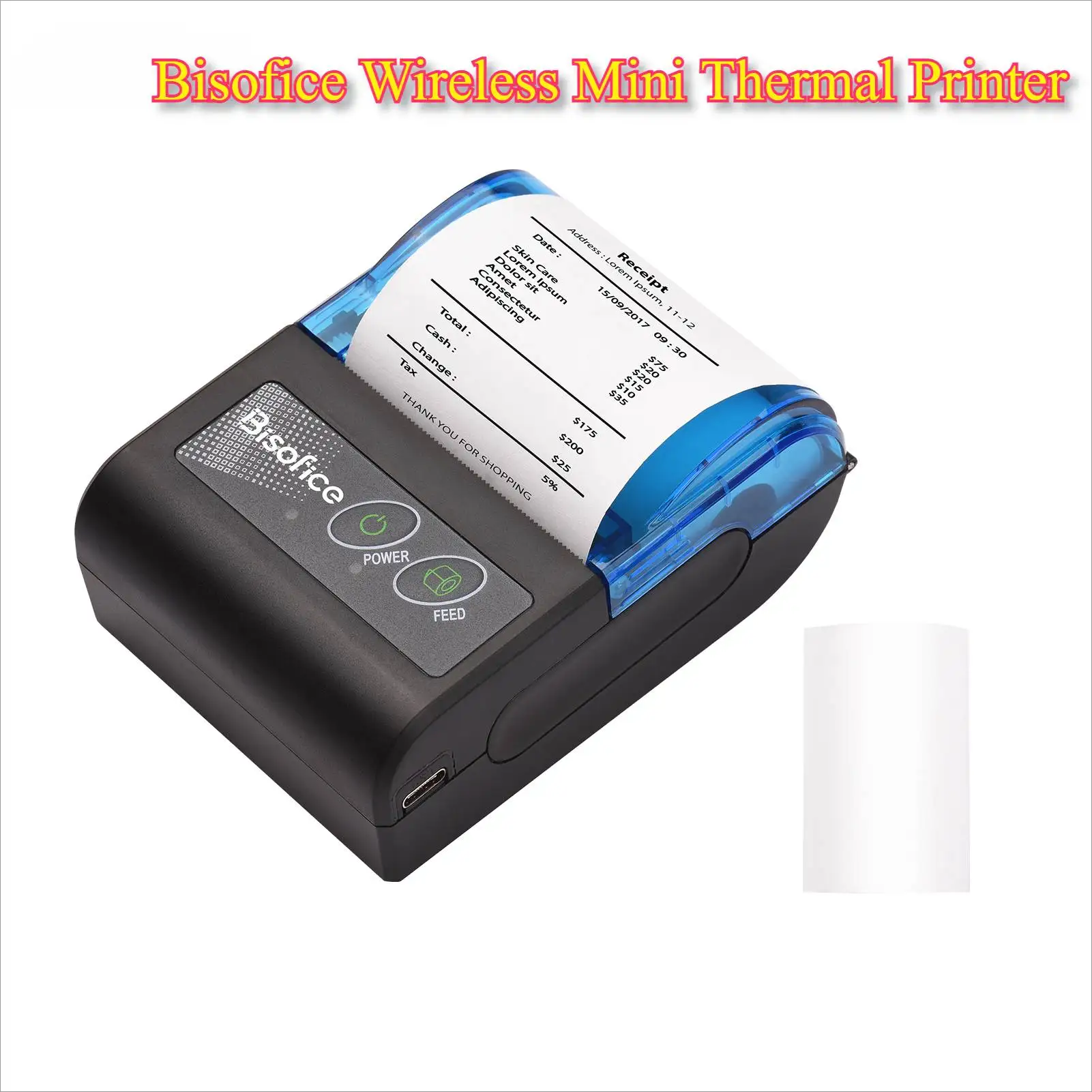 

Mini Receipt Printer Thermal Label Bill Thermal Printer Machine Wireless USB Ticket Kit Print Paper Device For iOS Android Tool