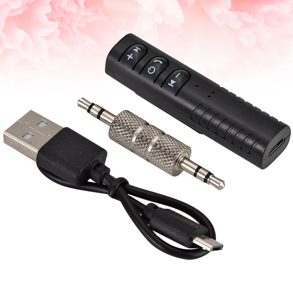 

3.5mm Jack Mini Audio Receiver Wireless Lavalier Handsfree Car Adapter Transmitter USB Slot Music Black