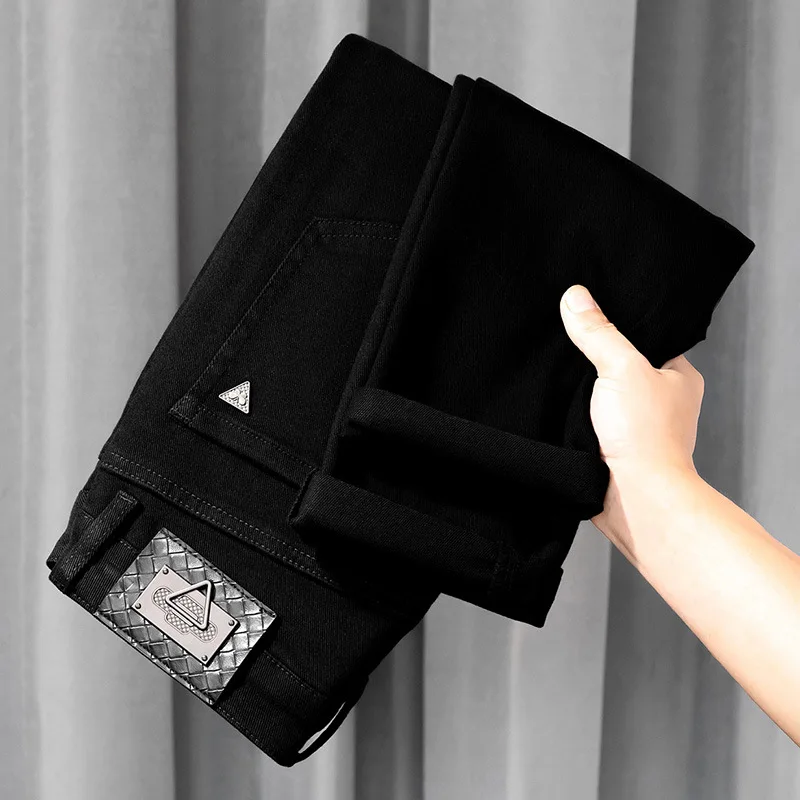 Men's Jeans Pure Black High-End Affordable Luxury Simple All-Match Stretch Breathable Office Business Classic Casual Trousers