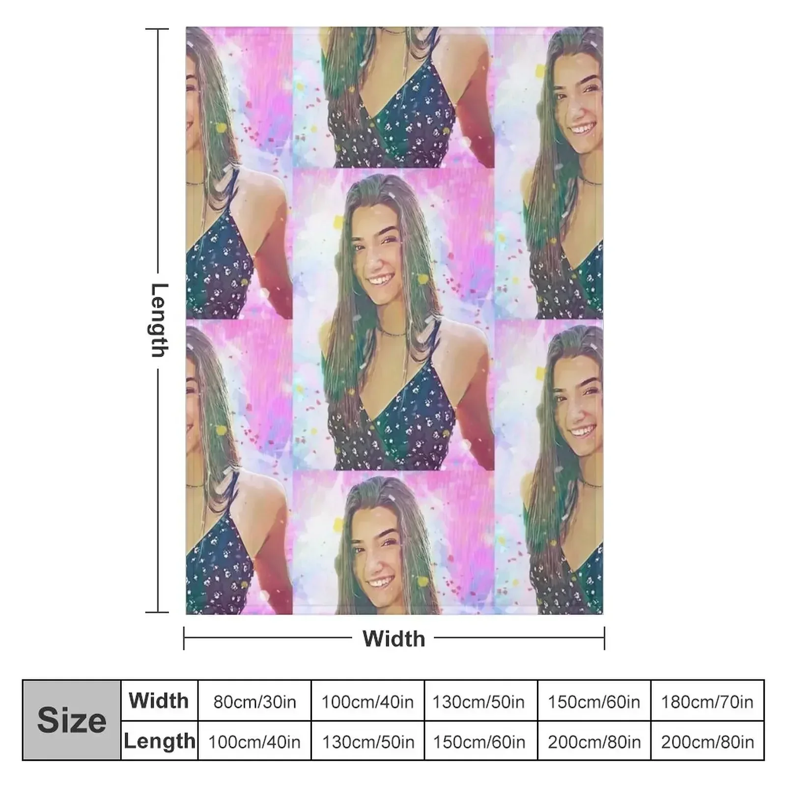 Holo Pastel Charli Damelio Digital Painting Throw Blanket Soft Plush Plaid Sofas Flannel Fabric Sofa Stuffeds bed plaid Blankets