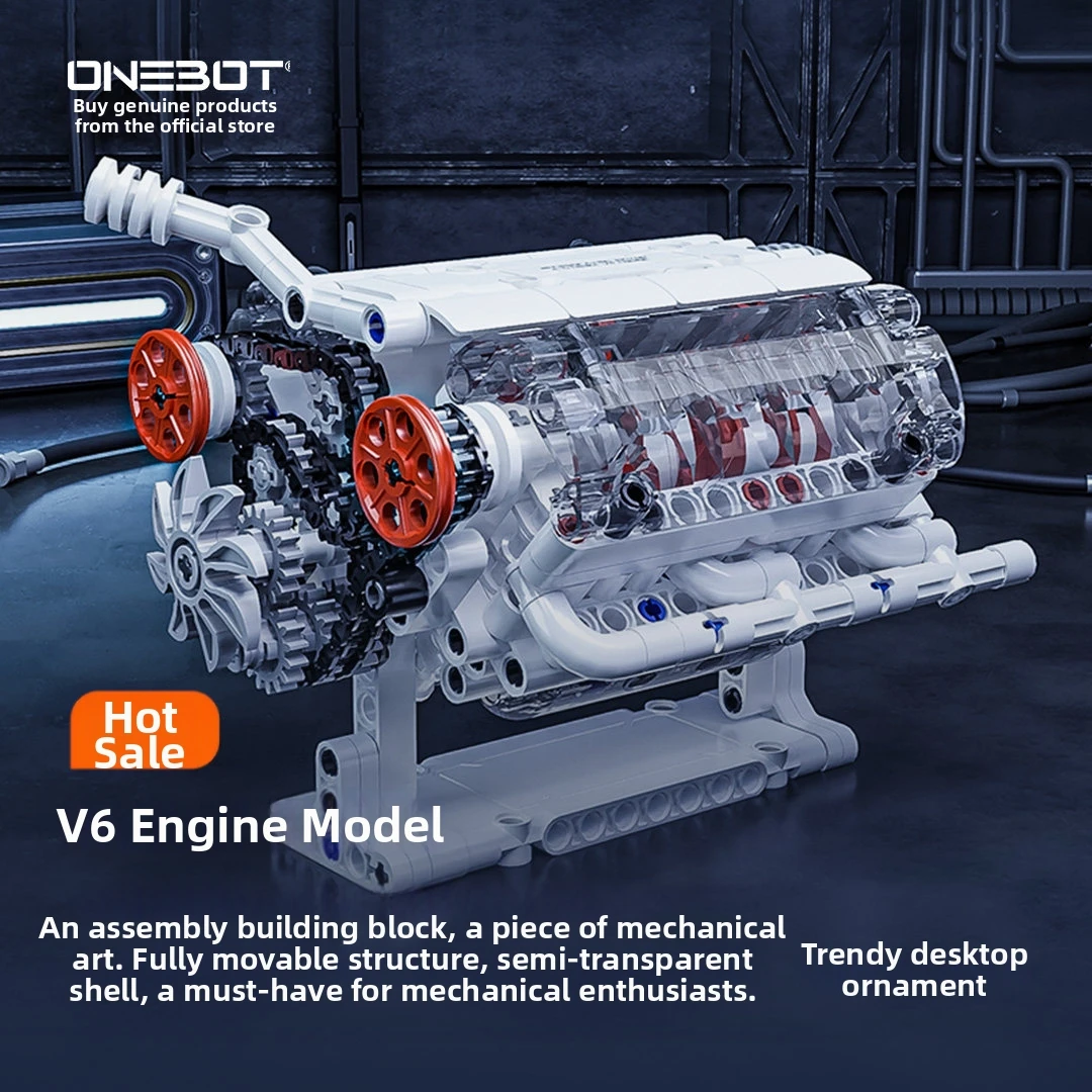 

Six-cylinder car engine model simulation assembly building block desktop figurine new boy toy gift