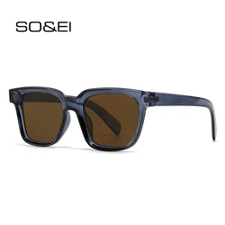 SO&EI New Square Women Sunglasses Fashion Blue Green Shades UV400 Men Retro Punk Sun Glasses