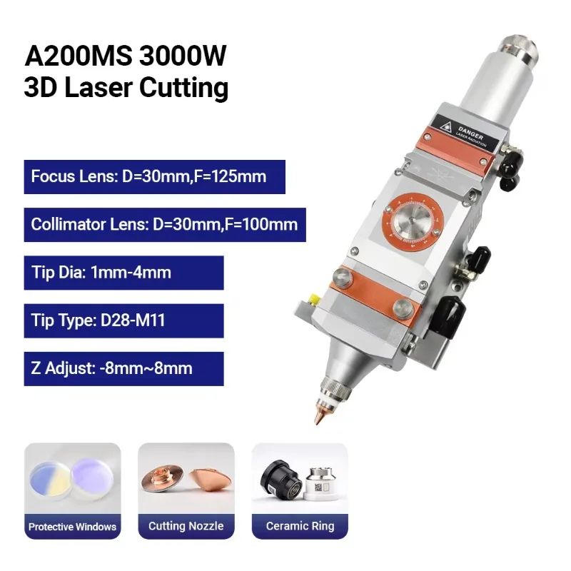 機器部品 高級防塵 A200MS-QBH-F125 AU3TECH 3000W ファイバー切断ヘッド 切断機用