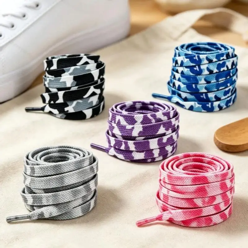 1Pcs Pattern Flat Shoelaces With Durable Polyester Material And Multiple Color Options Perfect For Sneakers Casual Shoes Daily