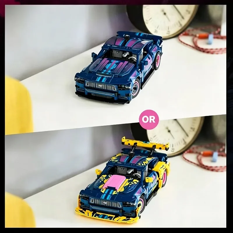 973Pcs DIY Technical Sports Car Building Blocks Set, Custom Modified Race Car Model, Assembly Toy Gifts for Adults Home Table
