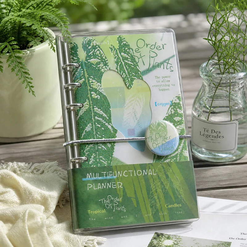 Shanyejian Tn Loose-Leaf Notebook, Creative Plant Theme, Detachable Multi-Page Loose-Leaf Notebook, Portable Multifunctional Notepad, DIY Notebook