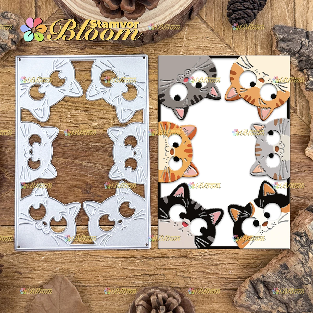 Original Lovely Cats Square Frame Metal Cutting Dies Scrapbooking Decorative Embossing