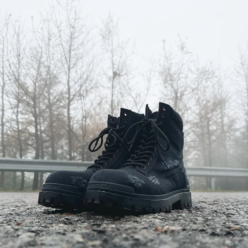 

Waed Denim Hole American Desert Sle Casual Thi Bot Retro Work Boots Motorcycle Boots High Top Winter Boots