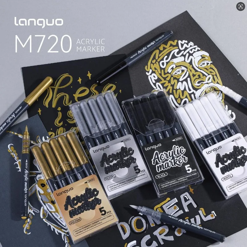 LANGUO 1/5 PCS 4 Colors Direct Liquid Acrylic Marker Paint Pen Set DIY Drawing Painting for Glass Stationery School Art Supplies