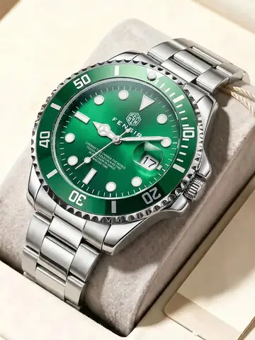 High-End Quartz Watch for Business Men, Butterfly Clasp Stainless Steel Strap with Luminous Design, Calendar Display, Waterproof and Shockproof, Versatile for Outdoor Sports, Simple and Luxurious Men's Wristwatch, Perfect for Gift Giving