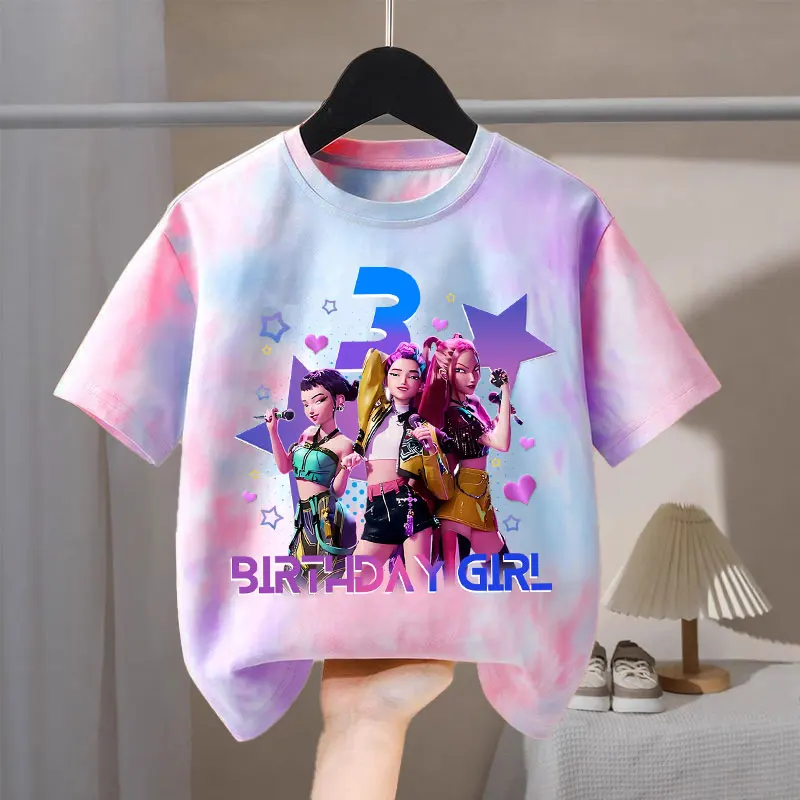 Kpop شيطان الصيادين التعادل صبغ تي شيرت للفتيات أنيمي الكرتون لطيف قصيرة الأكمام أفضل الأطفال الصيف موضة الحلو تي شيرت الهدايا